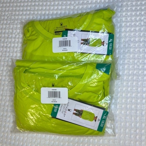 Boys Swim Trunks XL L Green Gray Spyder Youth 2-piece Swim 2 Set UPF 30 Swim - Picture 7 of 13